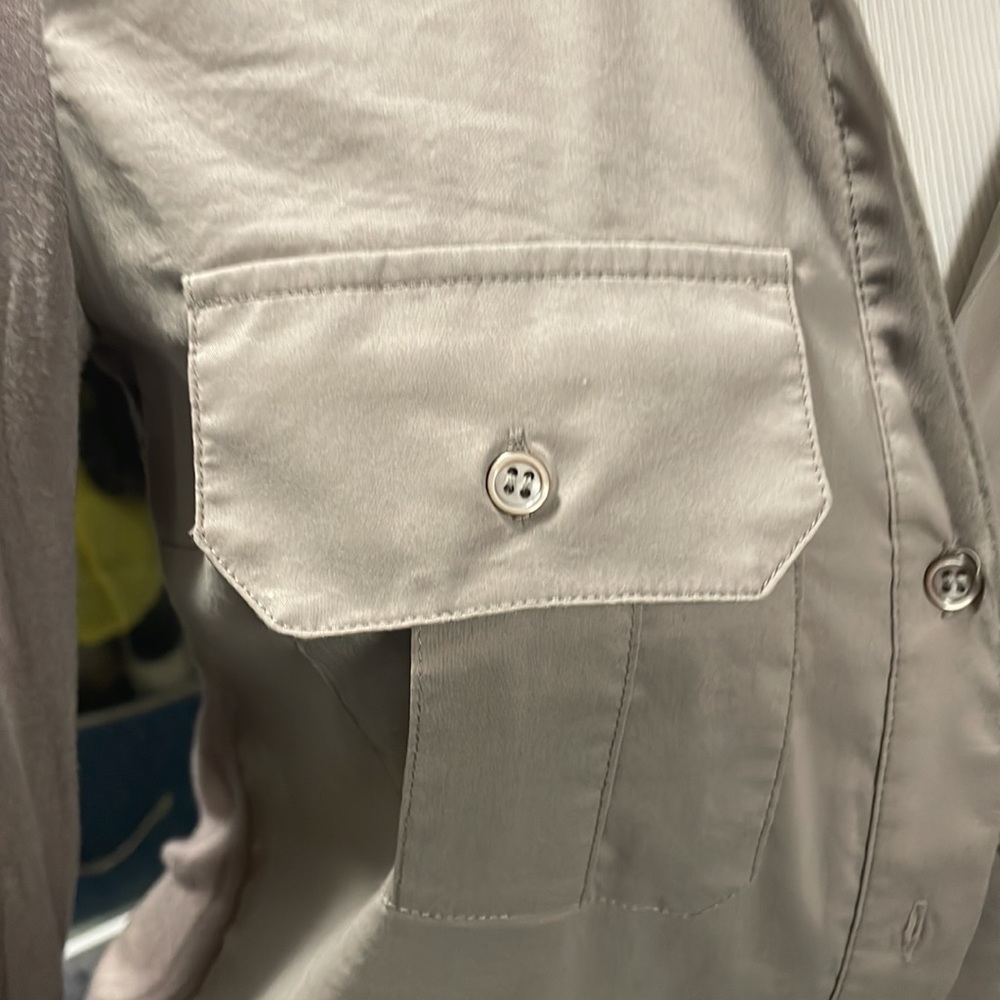 Bcbgmaxazria Light Brown Button Down Mixed Materi… - image 3